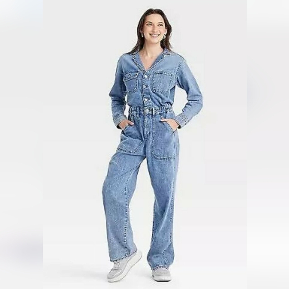 Universal Thread Blue Denim Jumpsuit Relaxed Fit